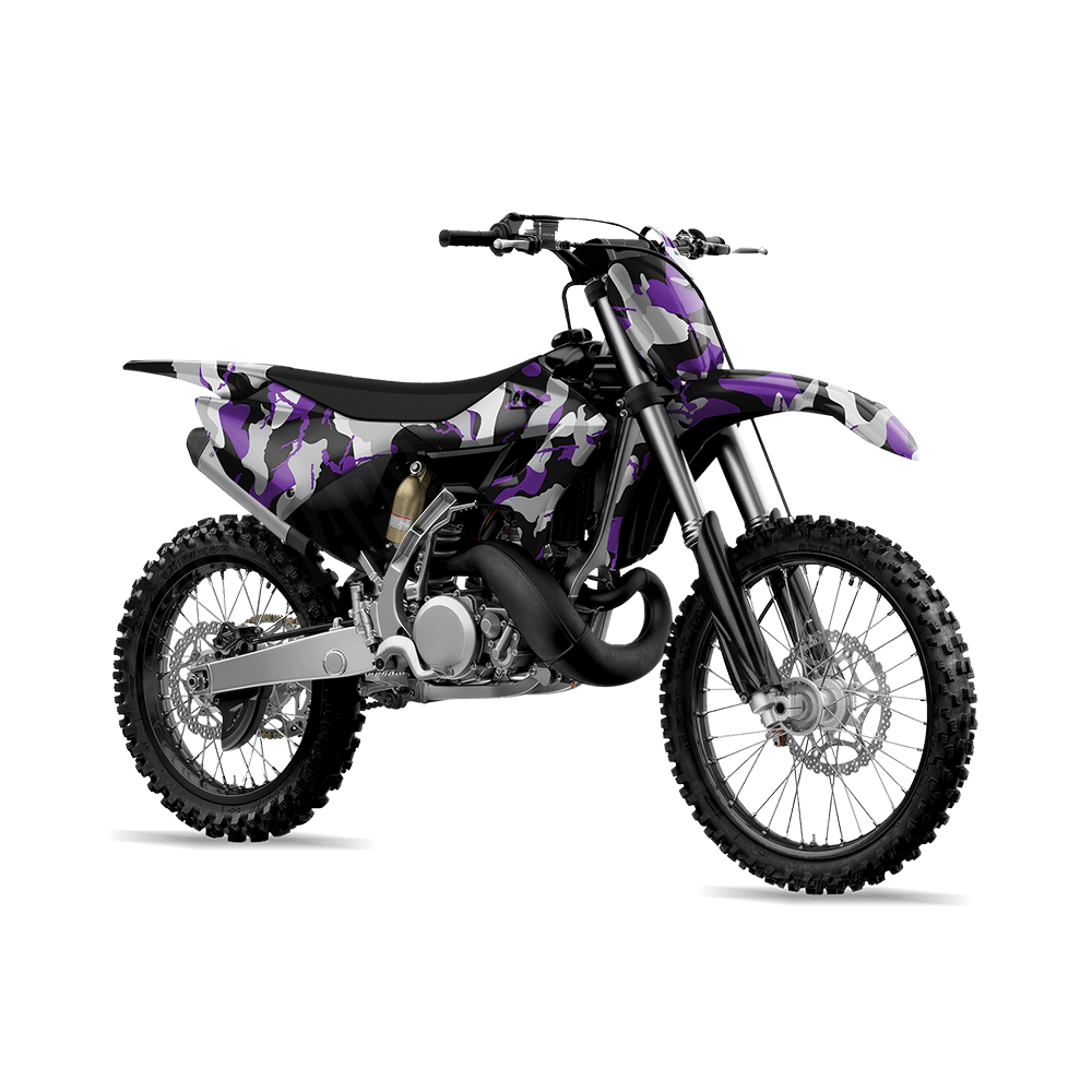 Large Ragged Purple Tiger Camo Dirt Bike Vinyl Wrap