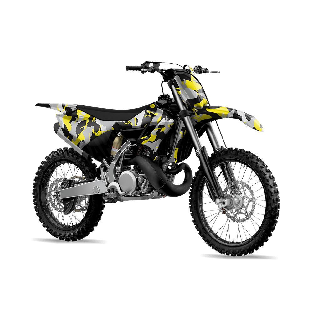 Large Ragged Yellow Tiger Camo Dirt Bike Vinyl Wrap