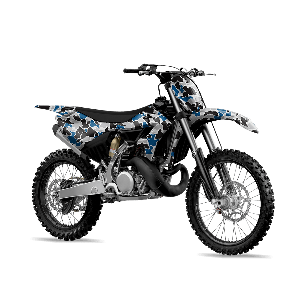 Old School Duck Blue Tiger Dirt Bike Wraps