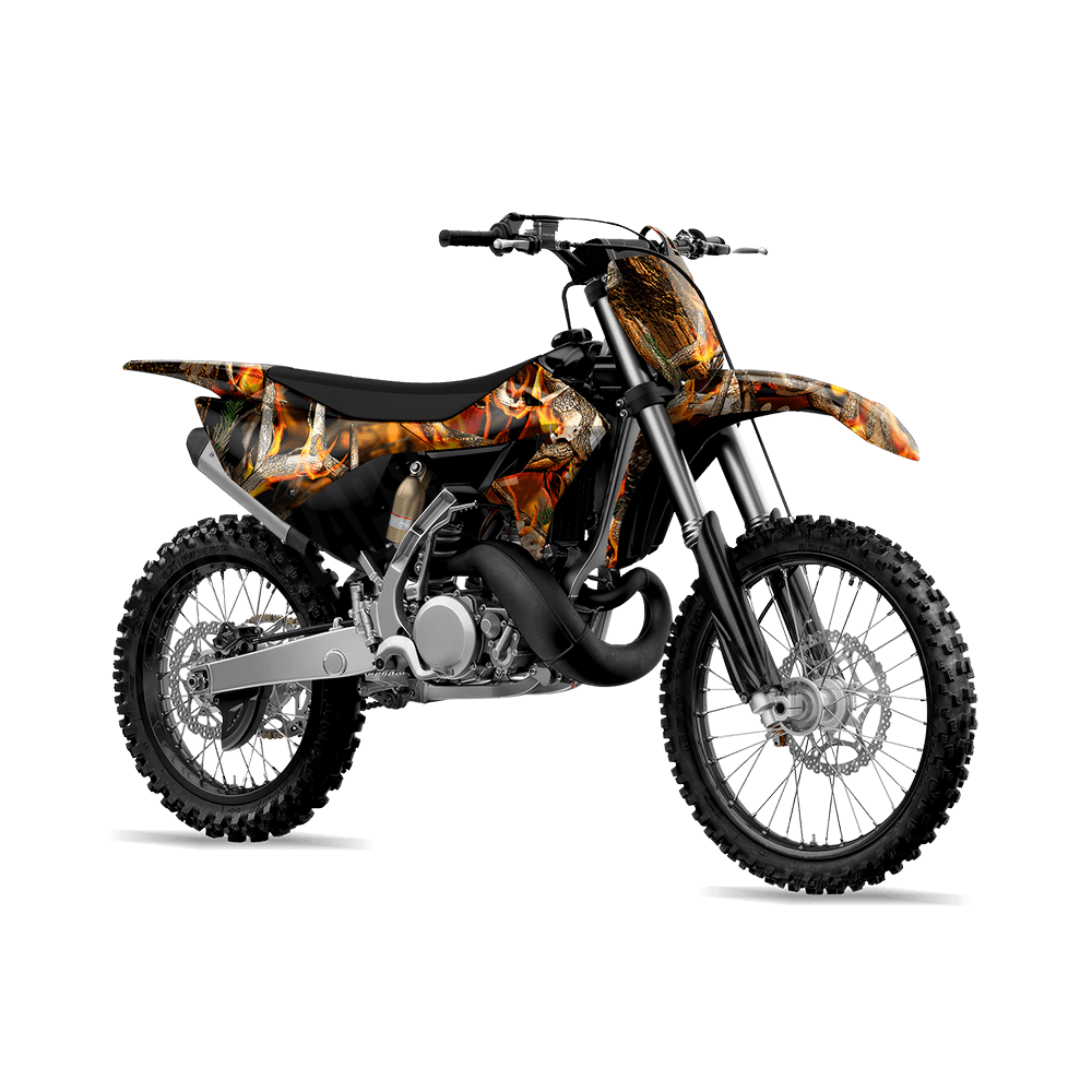 Nature Burning Buck Skull Camo Dirt Bike Vinyl Wrap