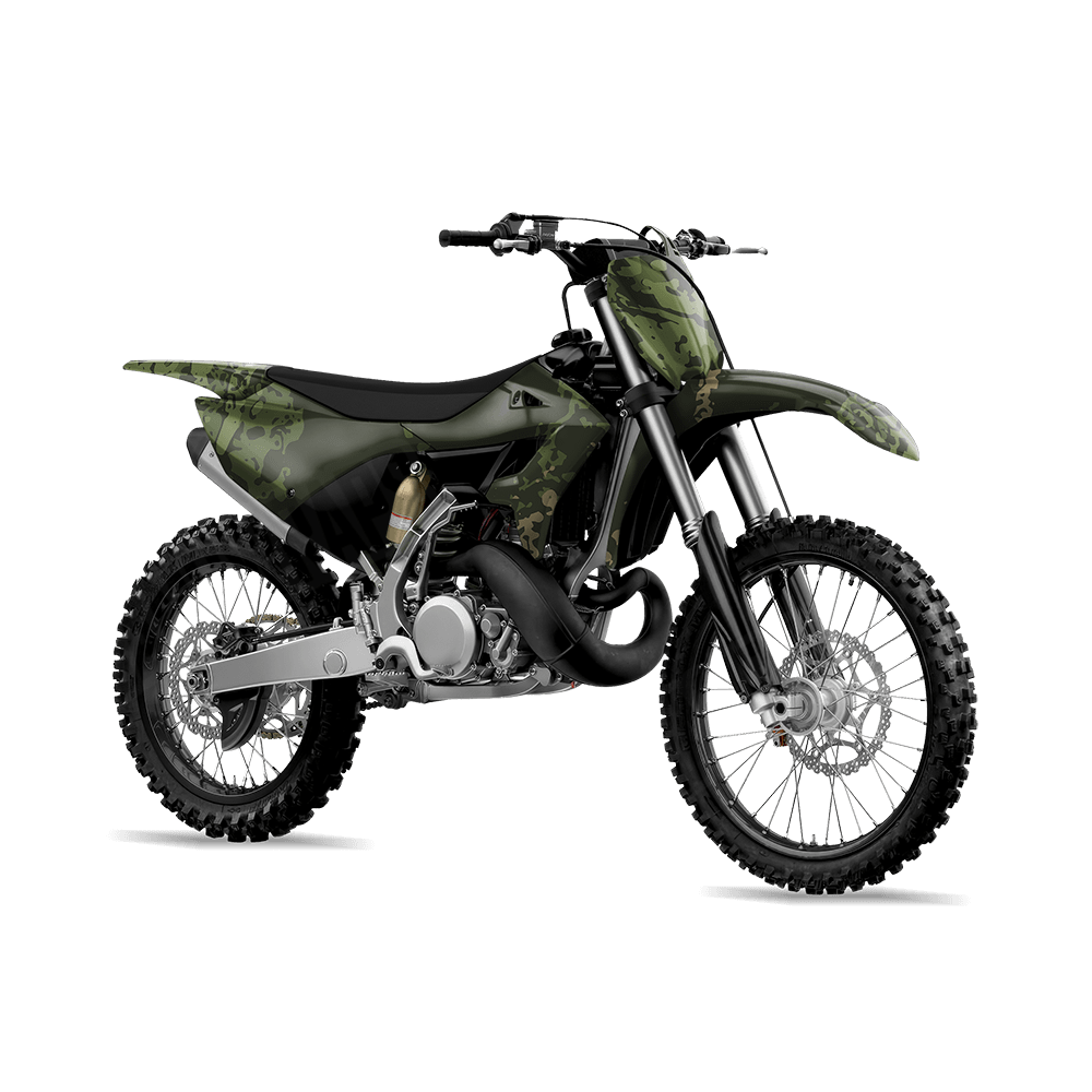Pasted Army Green Camo Dirt Bike Vinyl Wrap