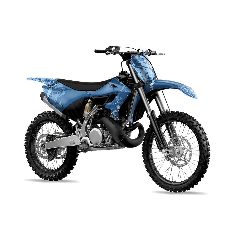 Pasted Cool Blue Camo Dirt Bike Vinyl Wrap