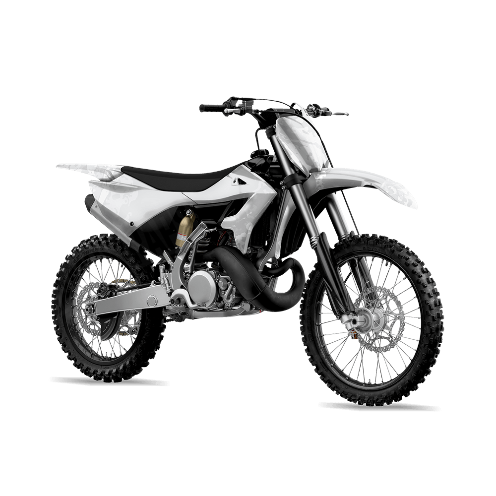 Pasted Elite White Camo Dirt Bike Vinyl Wrap