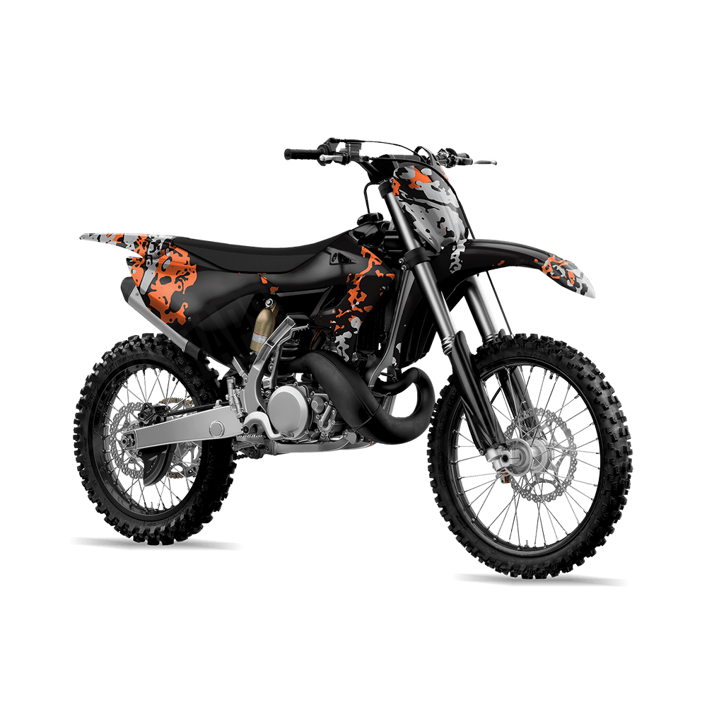 Pasted Orange Tiger Camo Dirt Bike Vinyl Wrap