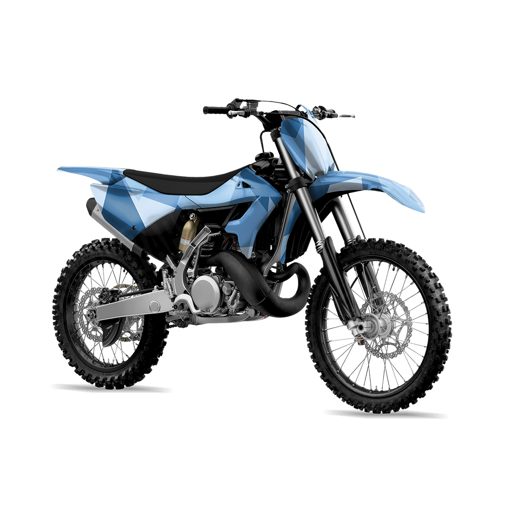Shattered Cool Blue Camo Dirt Bike Vinyl Wrap