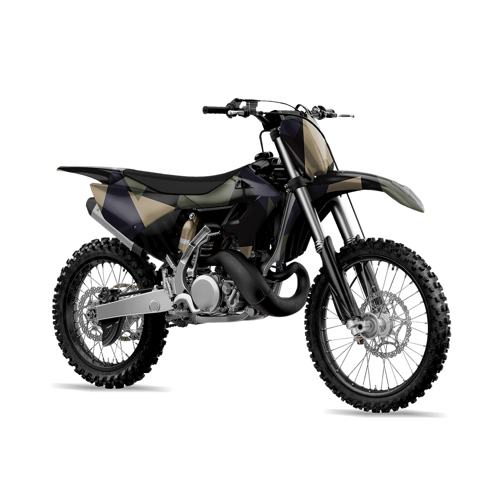 Shattered Militant Blue Camo Dirt Bike Vinyl Wrap