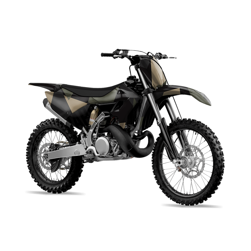 Shattered Militant Charcoal Camo Dirt Bike Vinyl Wrap