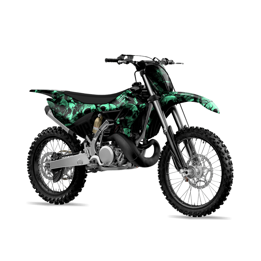 Skull Aquamarine Dirt Bike Wraps