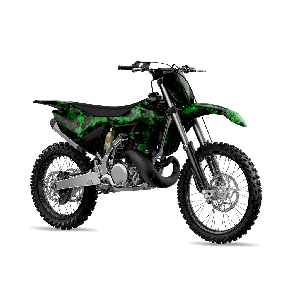 Skull Green Dirt Bike Wraps