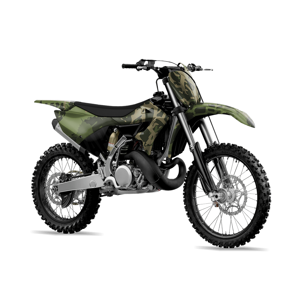 Tire Splatter Army Green Camo Dirt Bike Vinyl Wrap