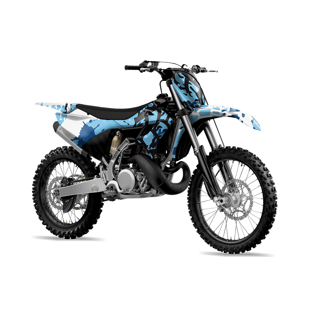 Tire Splatter Baby Blue Camo Dirt Bike Vinyl Wrap