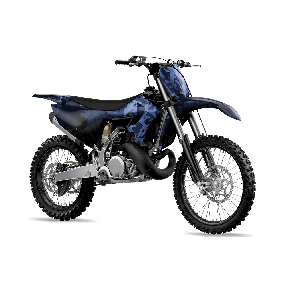 Tire Splatter Blue Midnight Camo Dirt Bike Vinyl Wrap