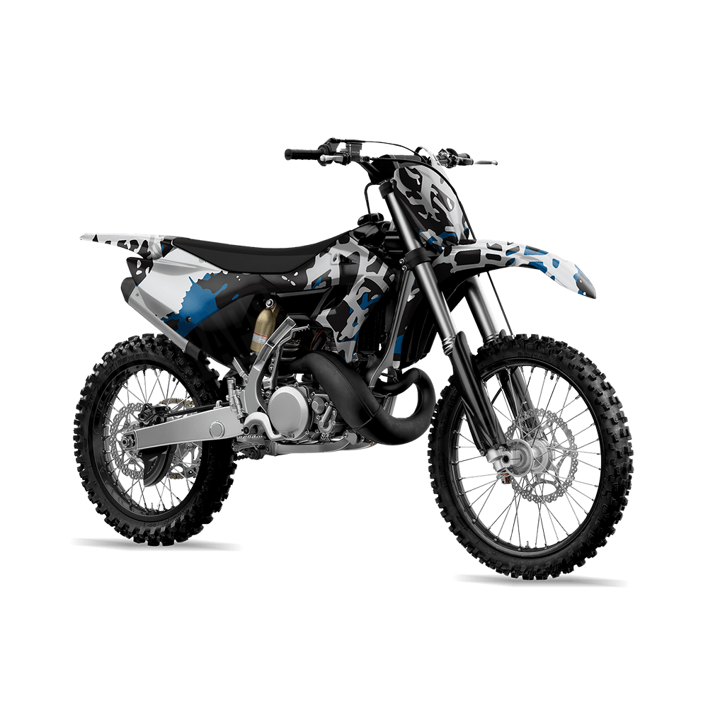 Tire Splatter Blue Tiger Camo Dirt Bike Vinyl Wrap