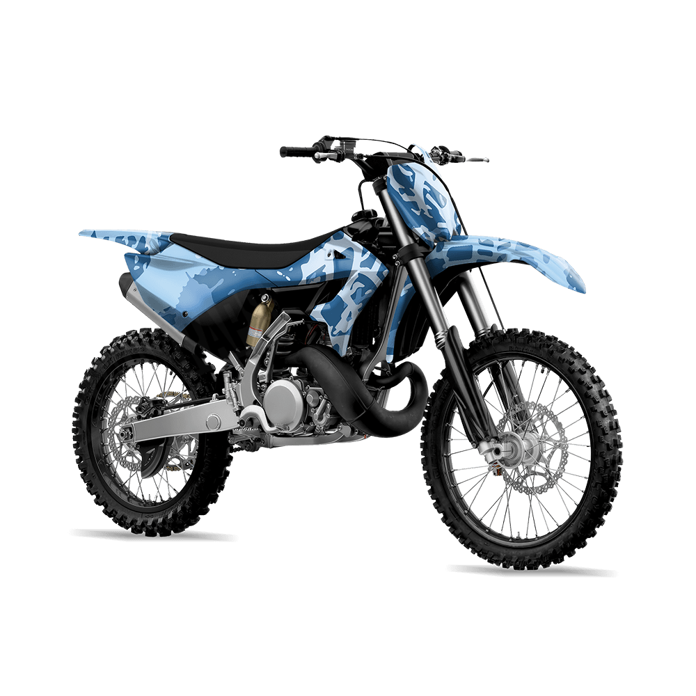 Tire Splatter Cool Blue Camo Dirt Bike Vinyl Wrap