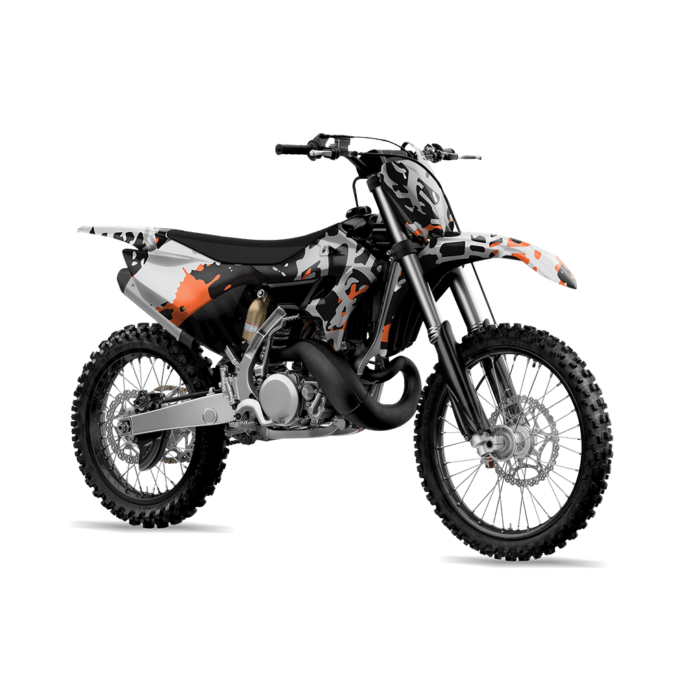 Tire Splatter Orange Tiger Camo Dirt Bike Vinyl Wrap