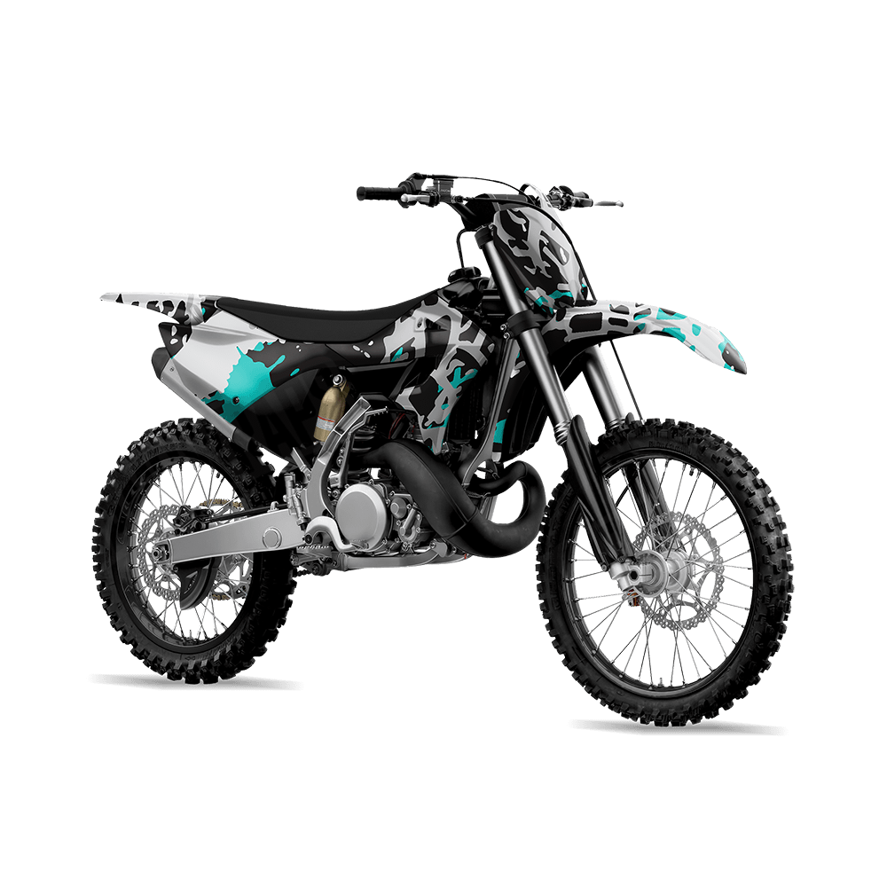 Tire Splatter Tiffany Blue Tiger Camo Dirt Bike Vinyl Wrap