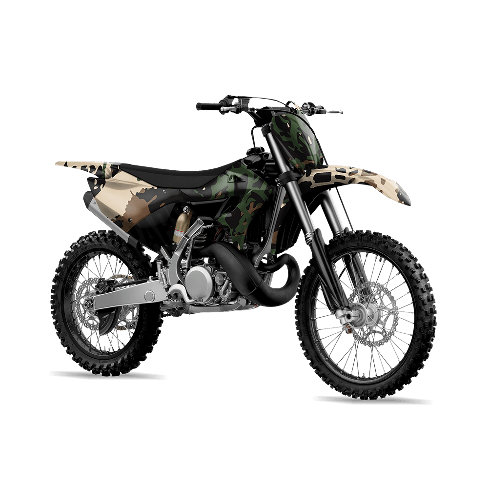 Tire Splatter Woodland Camo Dirt Bike Vinyl Wrap
