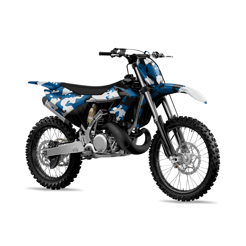 Treetop Blue Tiger Camo Dirt Bike Vinyl Wrap