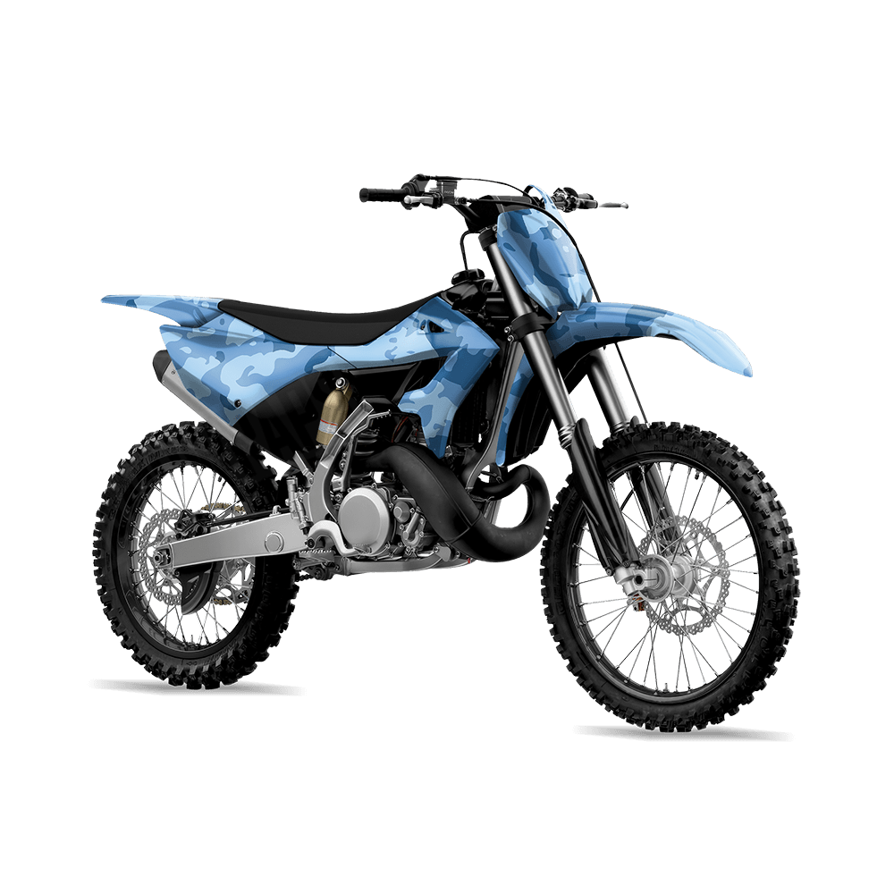 Treetop Cool Blue Camo Dirt Bike Vinyl Wrap