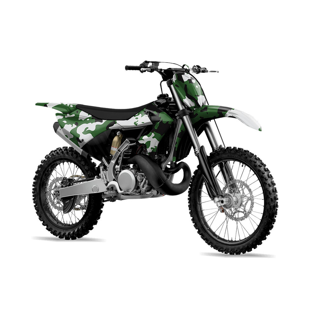 Treetop Green Tiger Camo Dirt Bike Vinyl Wrap