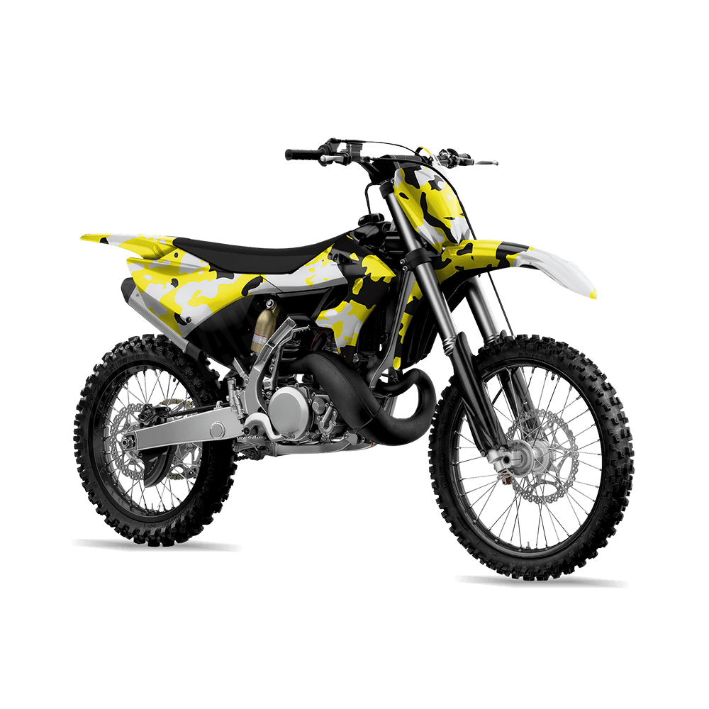 Treetop Yellow Tiger Camo Dirt Bike Vinyl Wrap