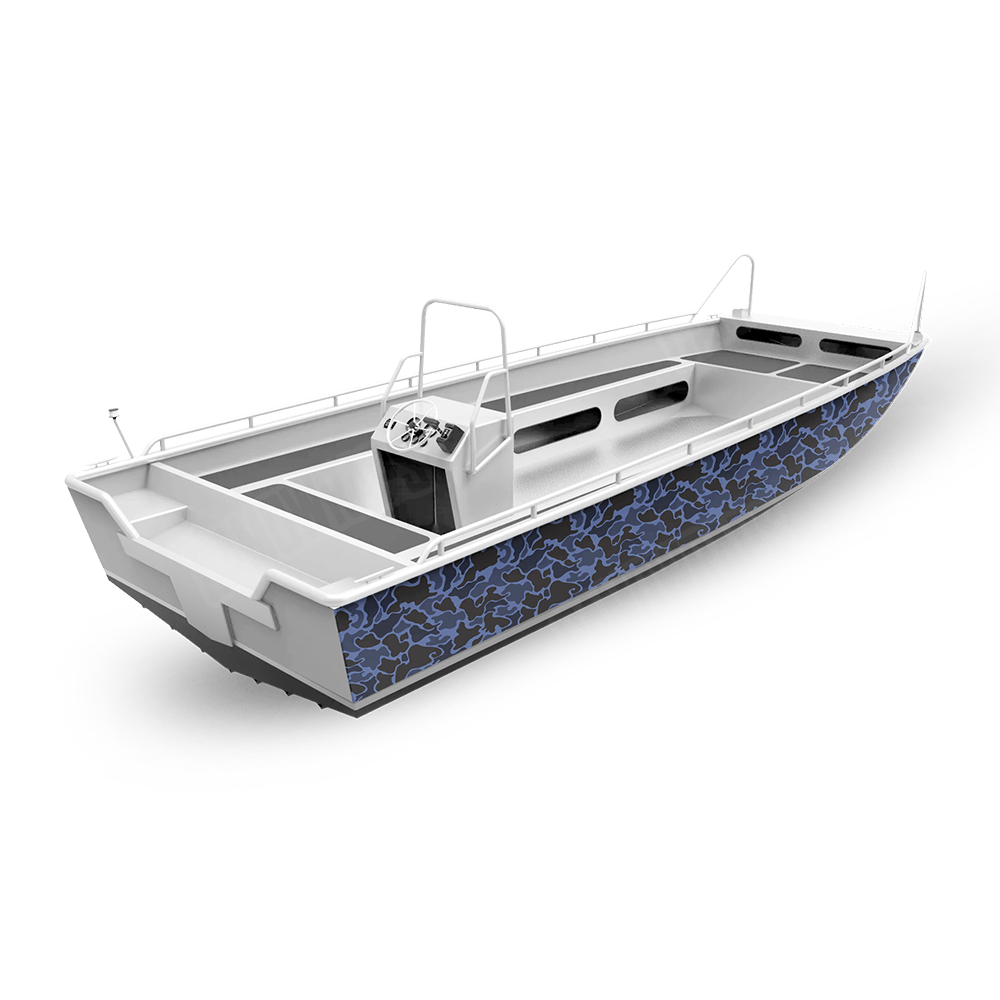 Old School Duck Blue Midnight Fishing Boat Wraps