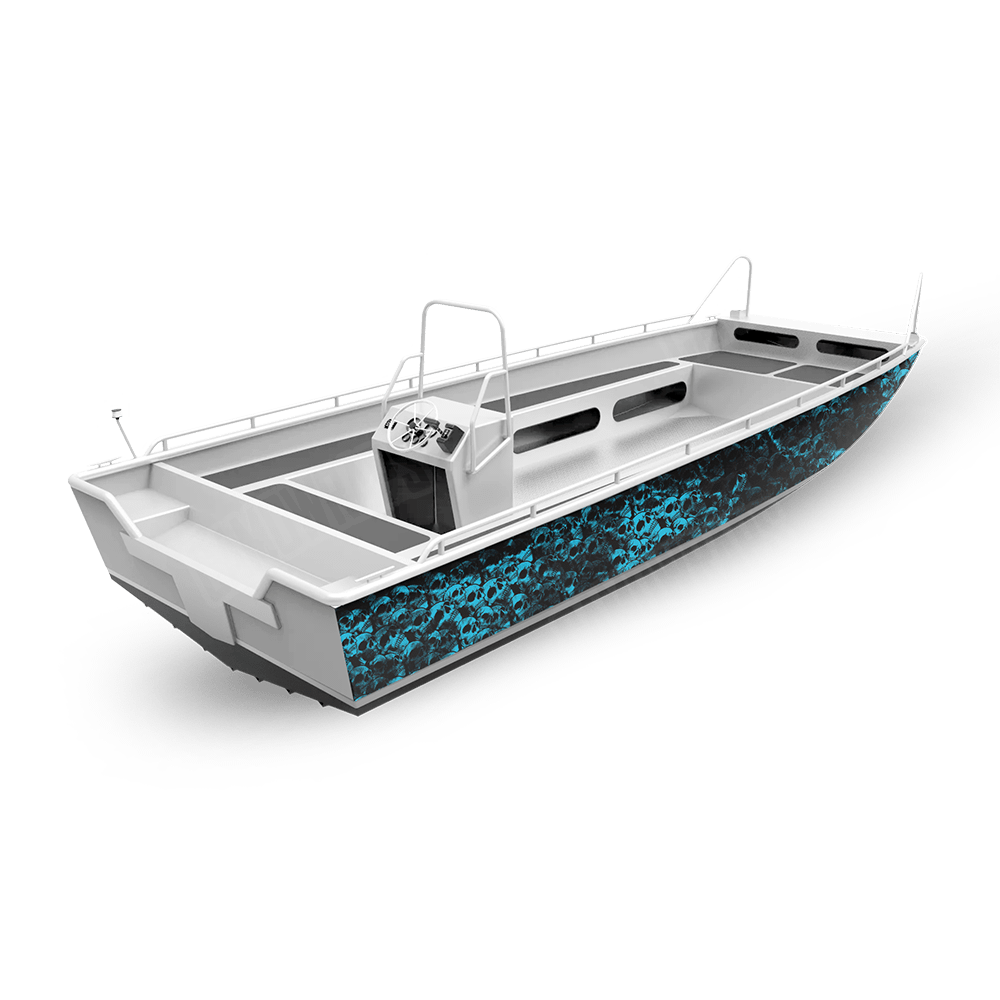 Skull Cyan Fishing Boat Wraps