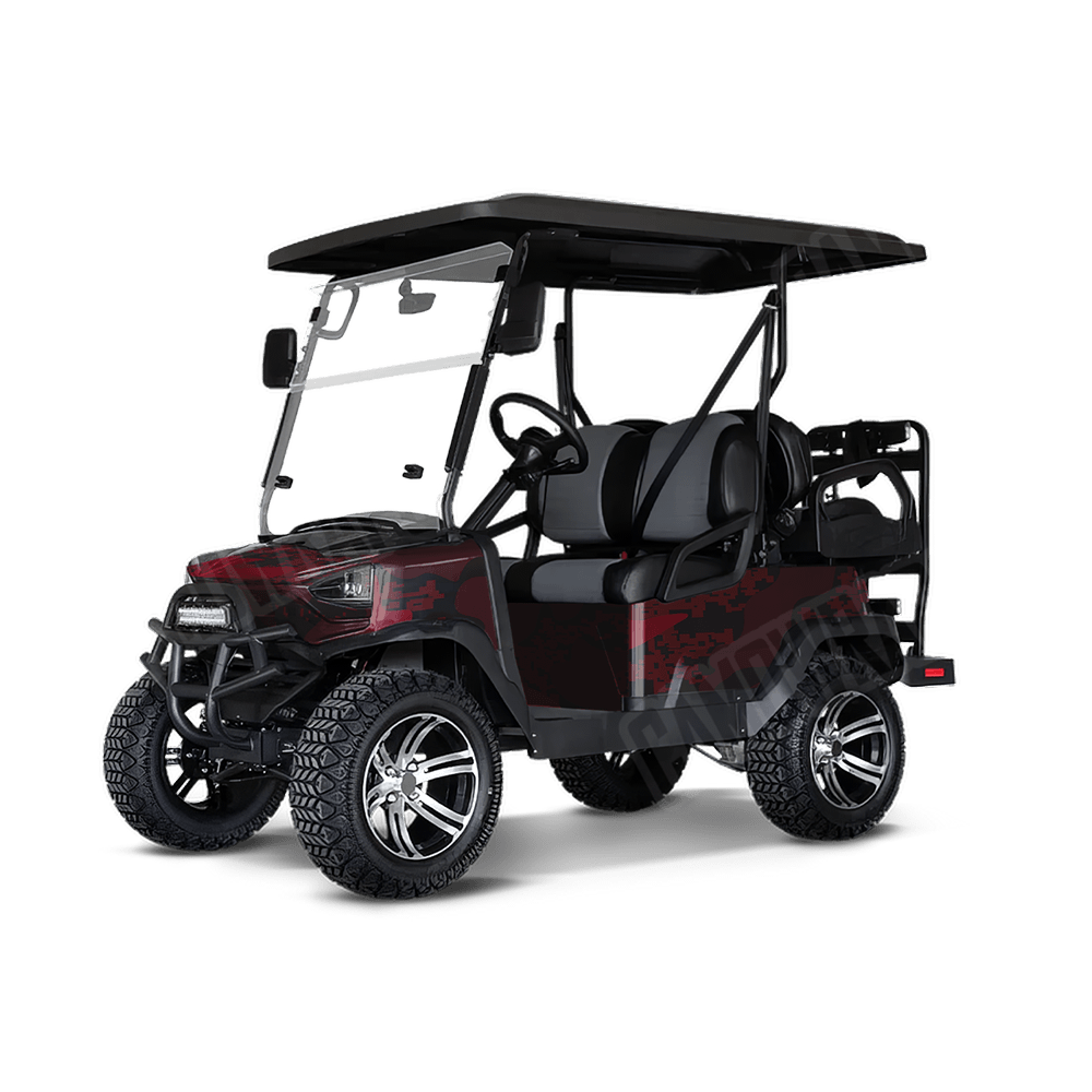 Compound Vampire Red Golf Cart Camo Vinyl Wrap