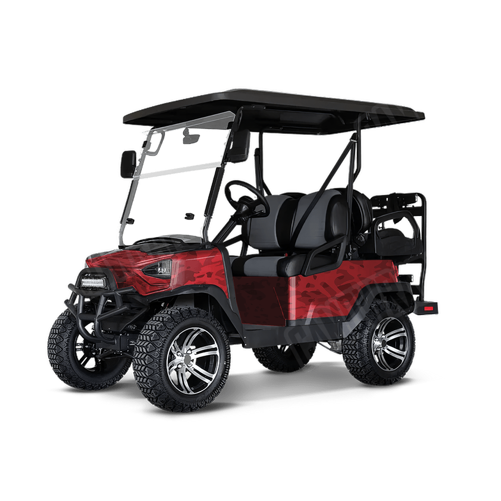 Crystal Elite Red Golf Cart Camo Vinyl Wrap