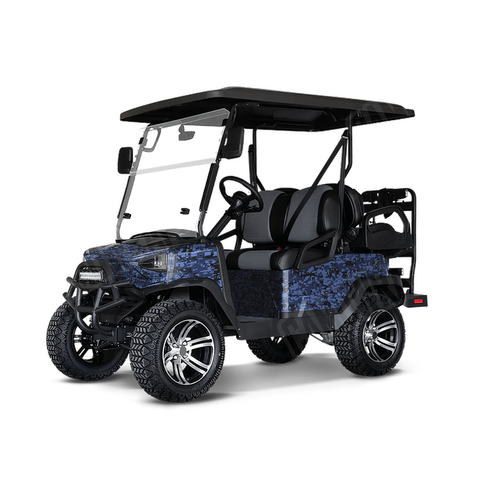 Digital Blue Midnight Golf Cart Camo Vinyl Wrap