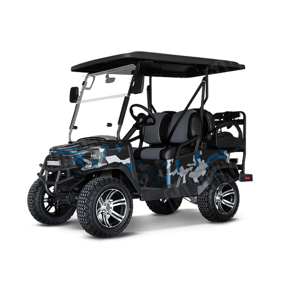 Erratic Blue Tiger Golf Cart Camo Vinyl Wrap