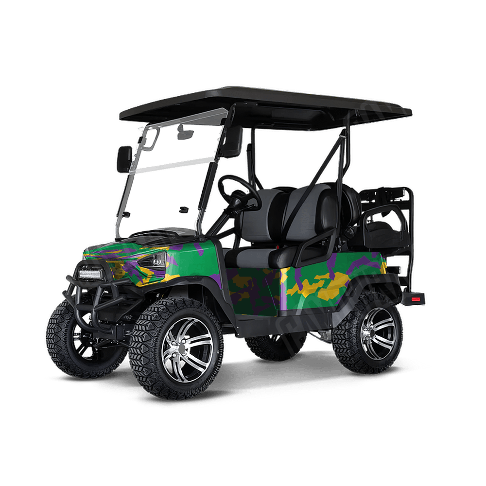 Erratic Mardi Gras Golf Cart Camo Vinyl Wrap