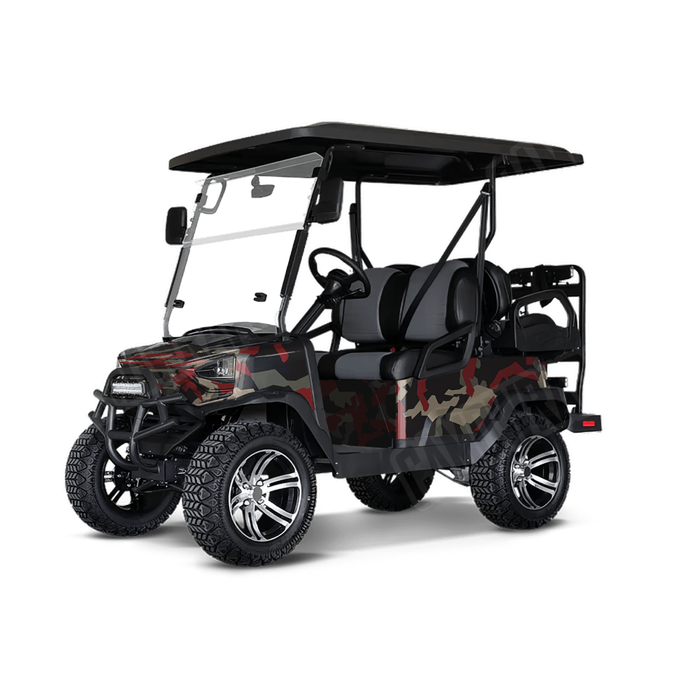 Erratic Militant Red Golf Cart Camo Vinyl Wrap