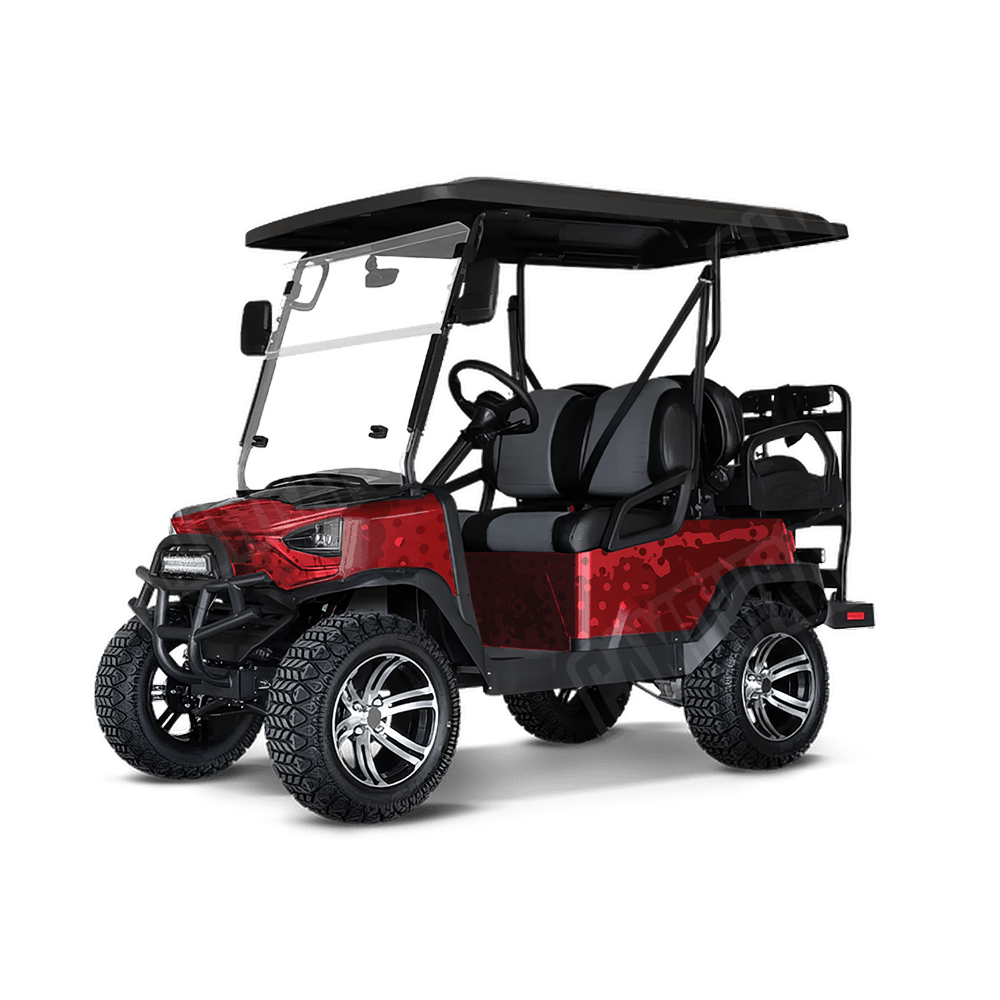 Halftone Splatter Elite Red Golf Cart Camo Vinyl Wrap