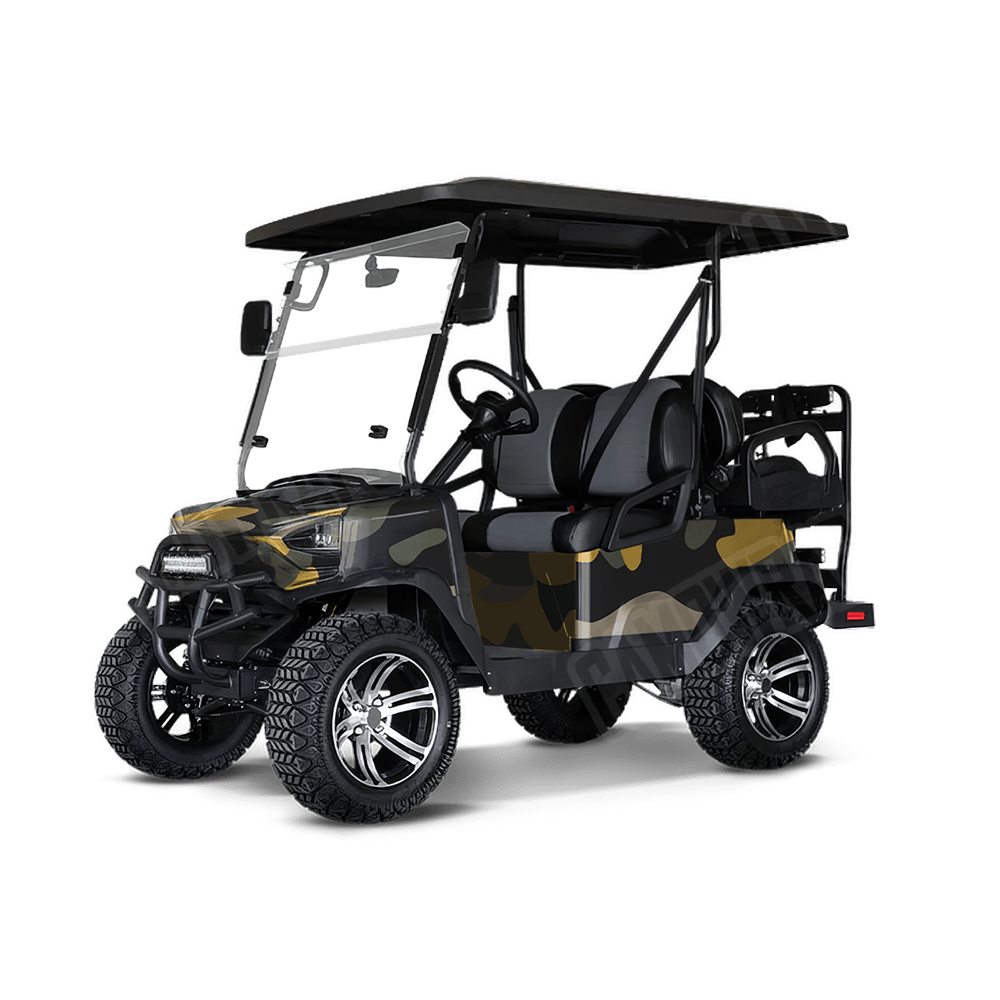 Jumbo Classic Militant Yellow Golf Cart Camo Vinyl Wrap