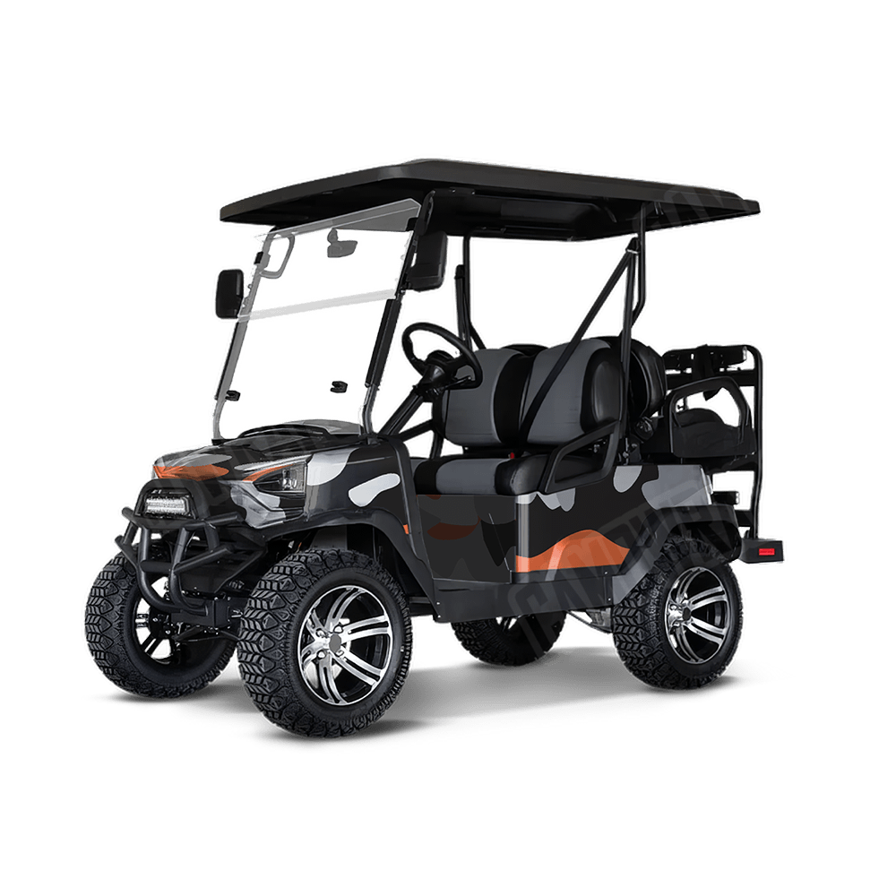 Jumbo Classic Orange Tiger Golf Cart Camo Vinyl Wrap