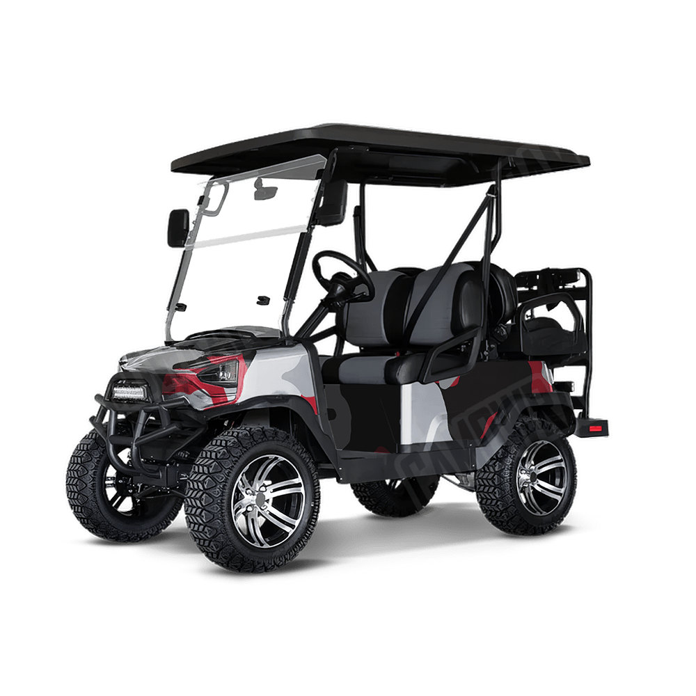 Jumbo Cumulus Red Tiger Golf Cart Camo Vinyl Wrap