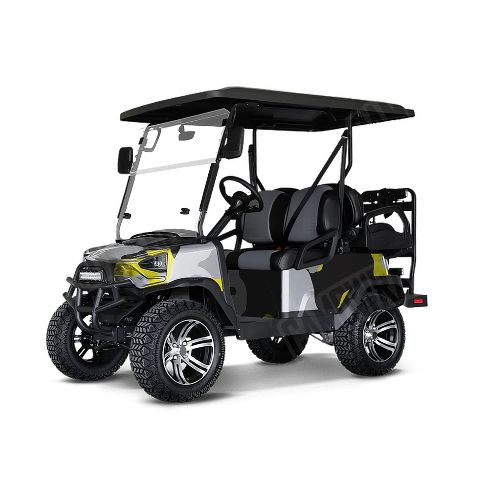 Jumbo Cumulus Yellow Tiger Golf Cart Camo Vinyl Wrap