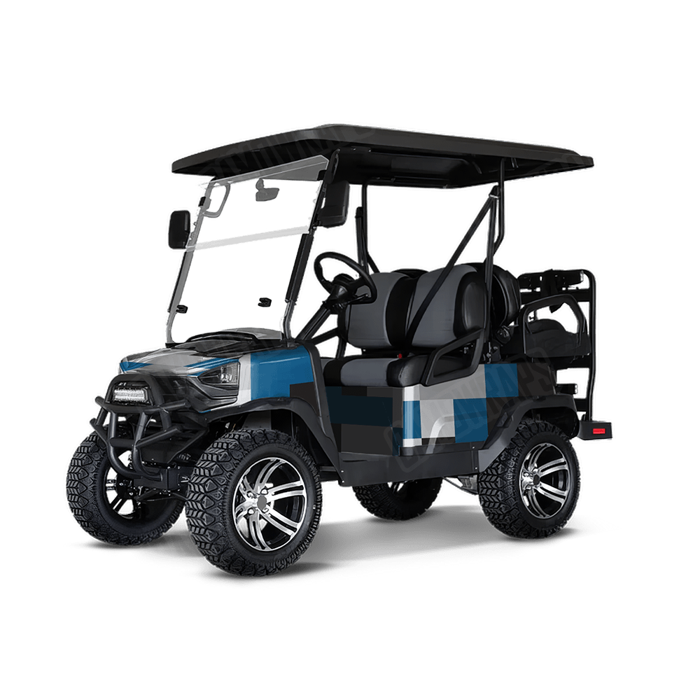 Pixel Blue Tiger Golf Cart Wraps