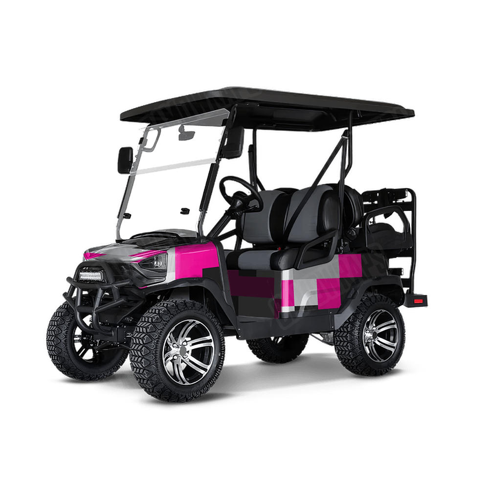Pixel Magenta Tiger Golf Cart Wraps