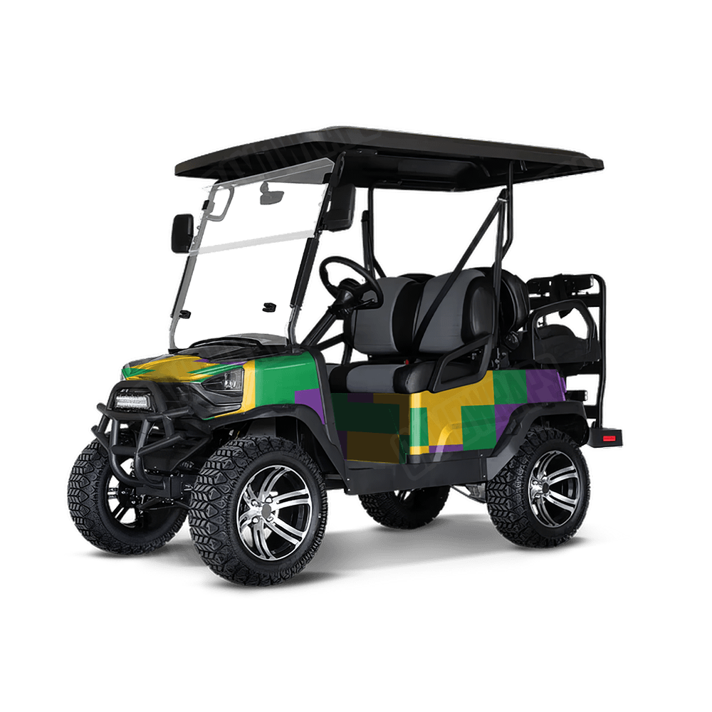 Pixel Mardi Gras Golf Cart Wraps