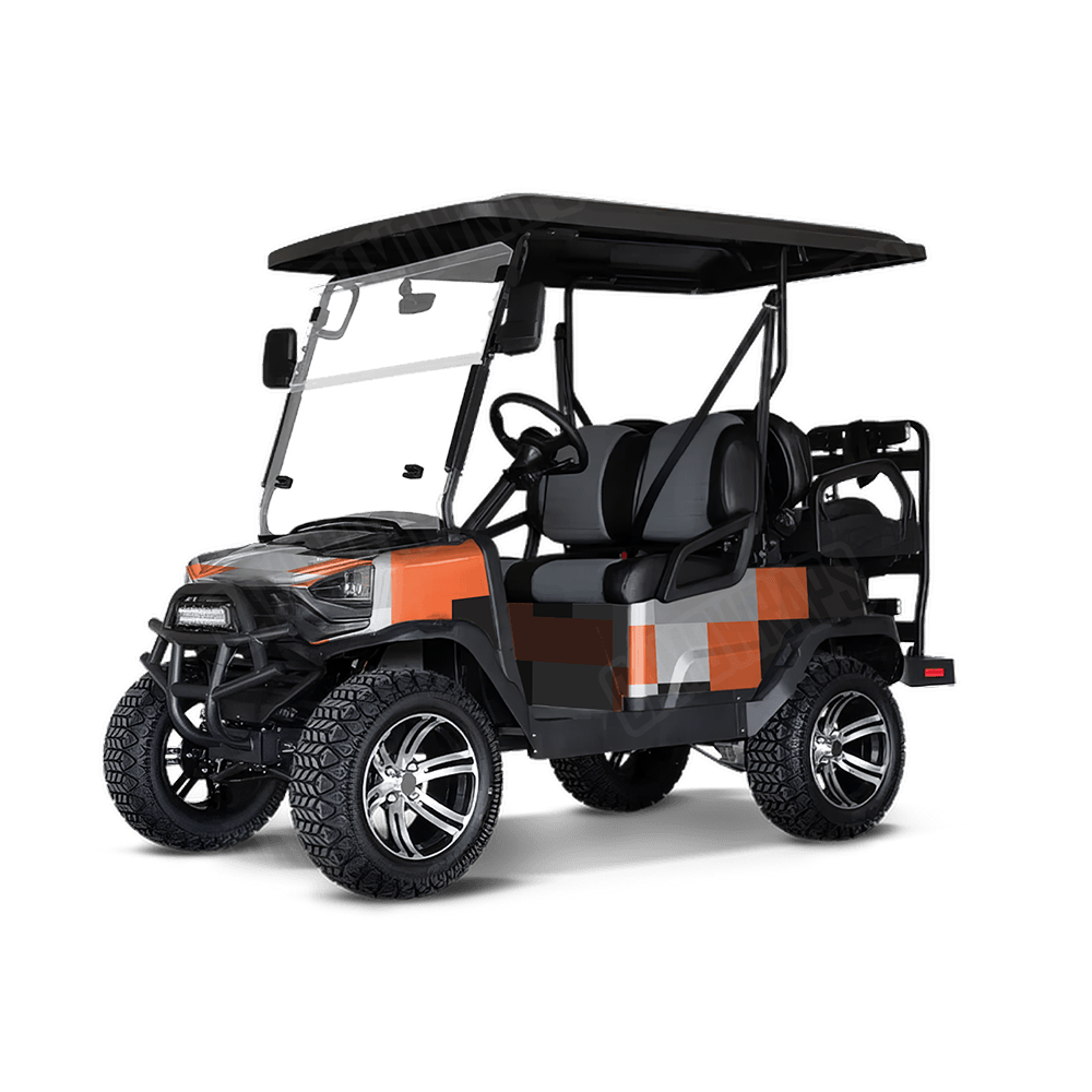 Pixel Orange Tiger Golf Cart Wraps