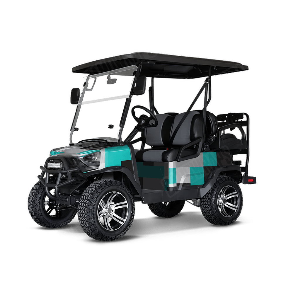 Pixel Tiffany Blue Tiger Golf Cart Wraps