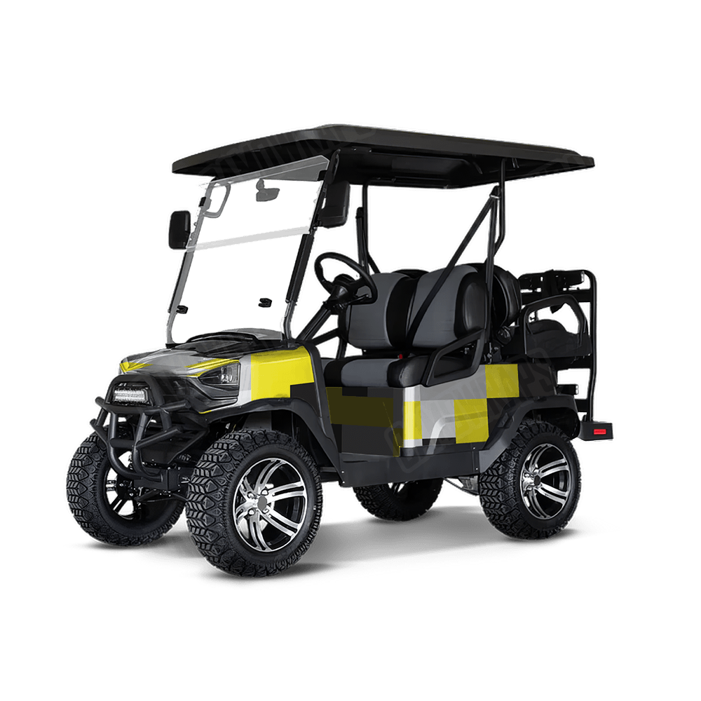 Pixel Yellow Tiger Golf Cart Wraps