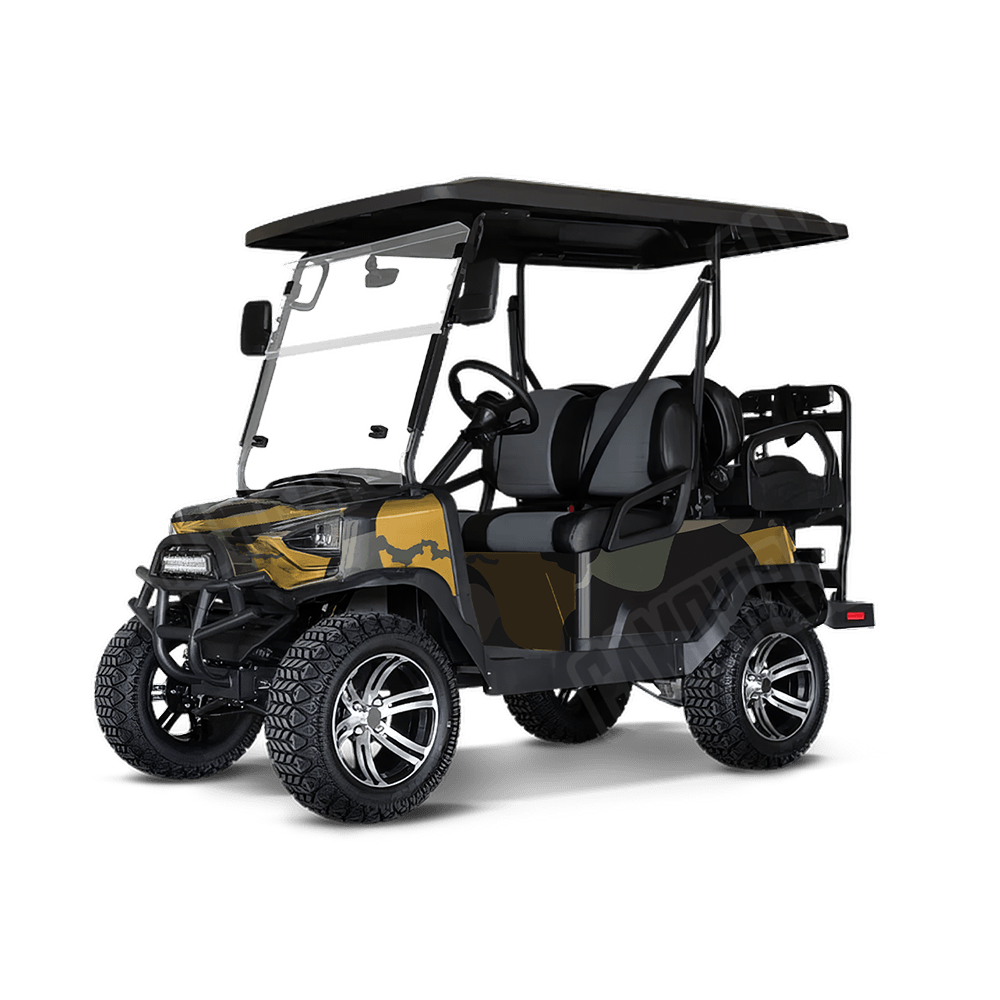 Jumbo Ragged Militant Yellow Golf Cart Camo Vinyl Wrap