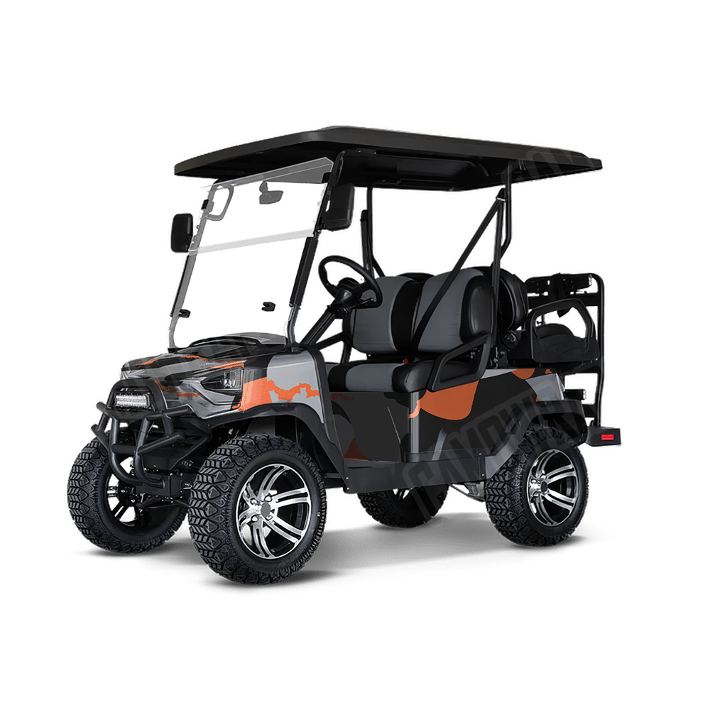 Jumbo Ragged Orange Tiger Golf Cart Camo Vinyl Wrap
