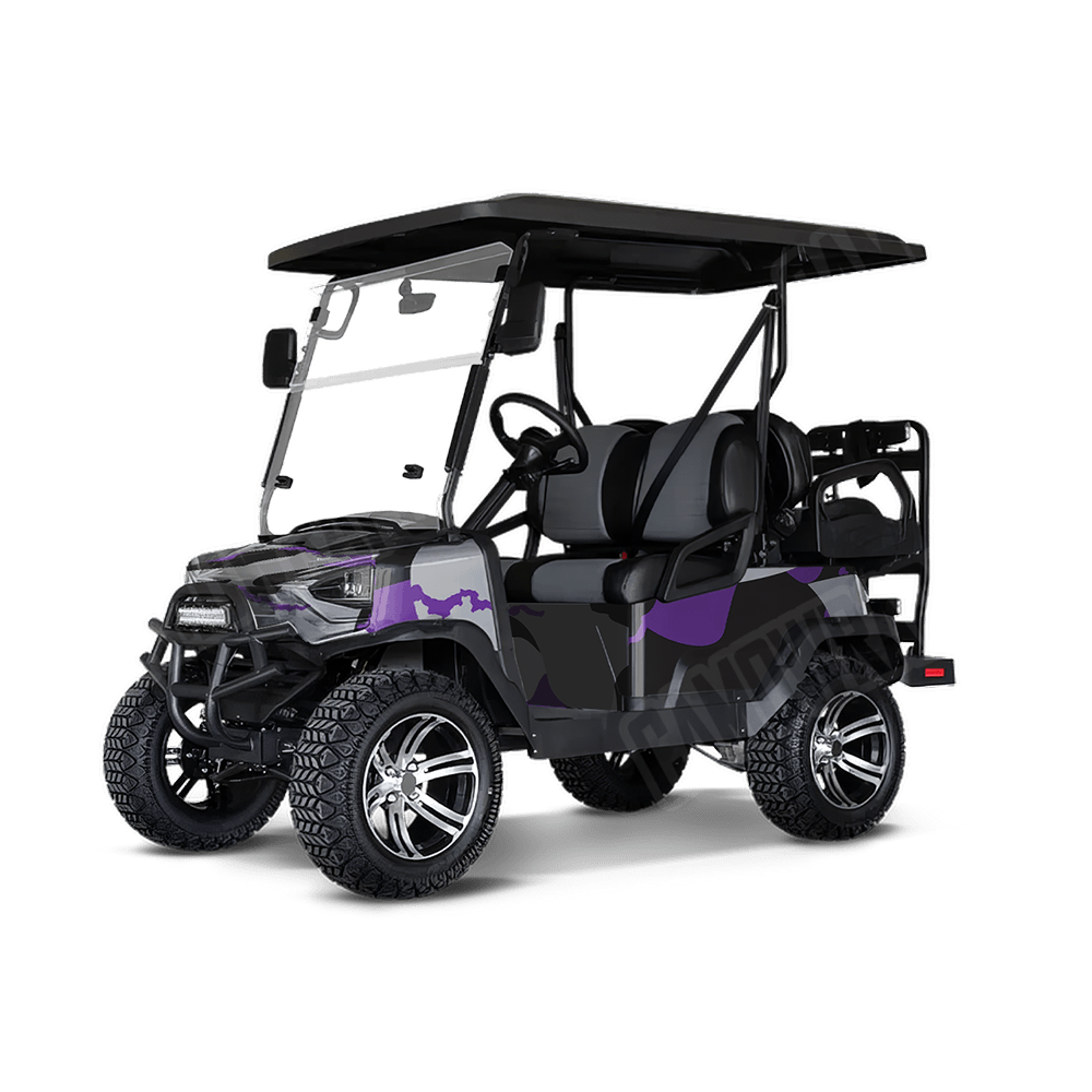 Jumbo Ragged Purple Tiger Golf Cart Camo Vinyl Wrap
