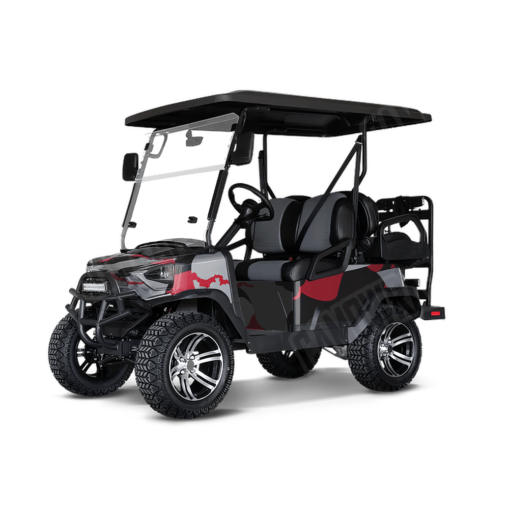 Jumbo Ragged Red Tiger Golf Cart Camo Vinyl Wrap
