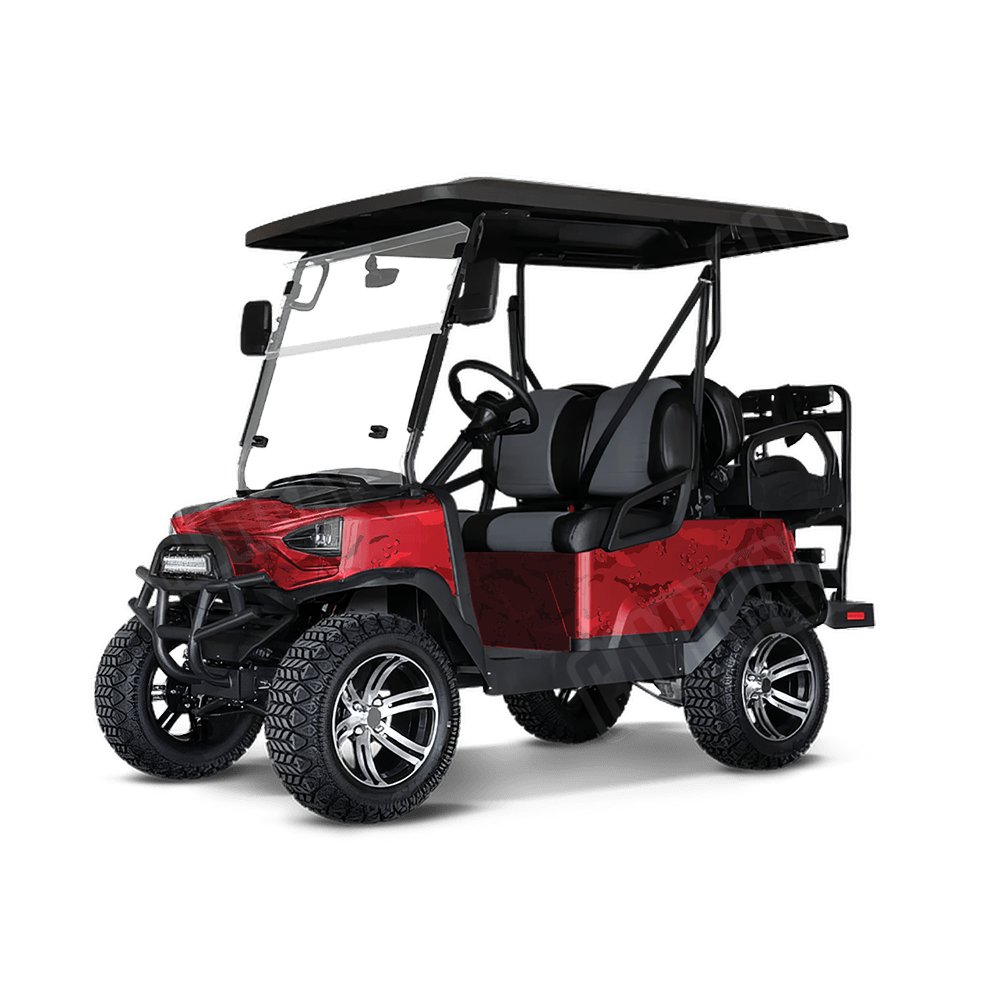 Large Battle Storm Elite Red Golf Cart Camo Vinyl Wrap