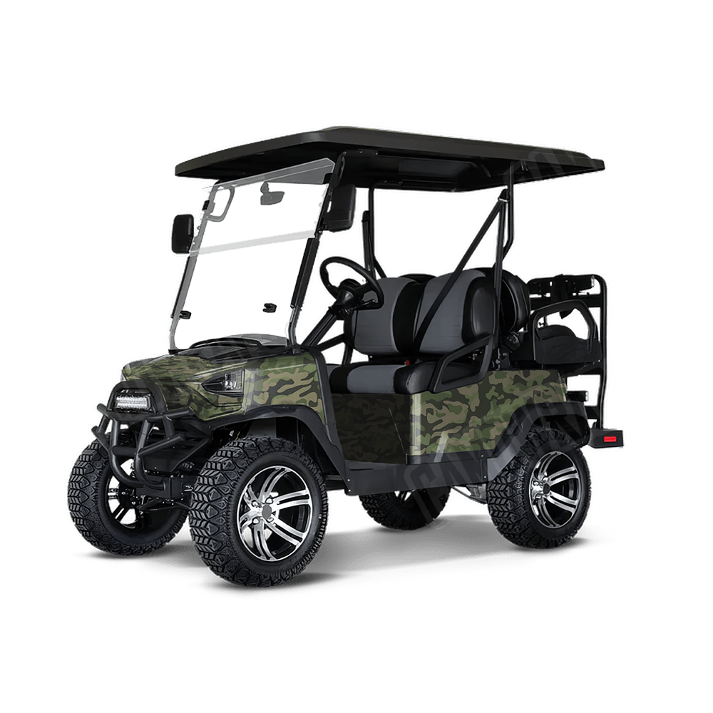 Large Classic Army Green Golf Cart Camo Vinyl Wrap